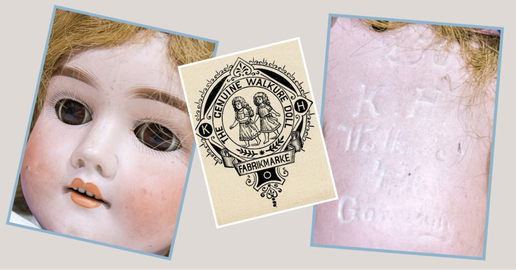 Face and head marks of a Kley & Hahn Walkure doll with an antique ad trademark found in an industry book from 1911.