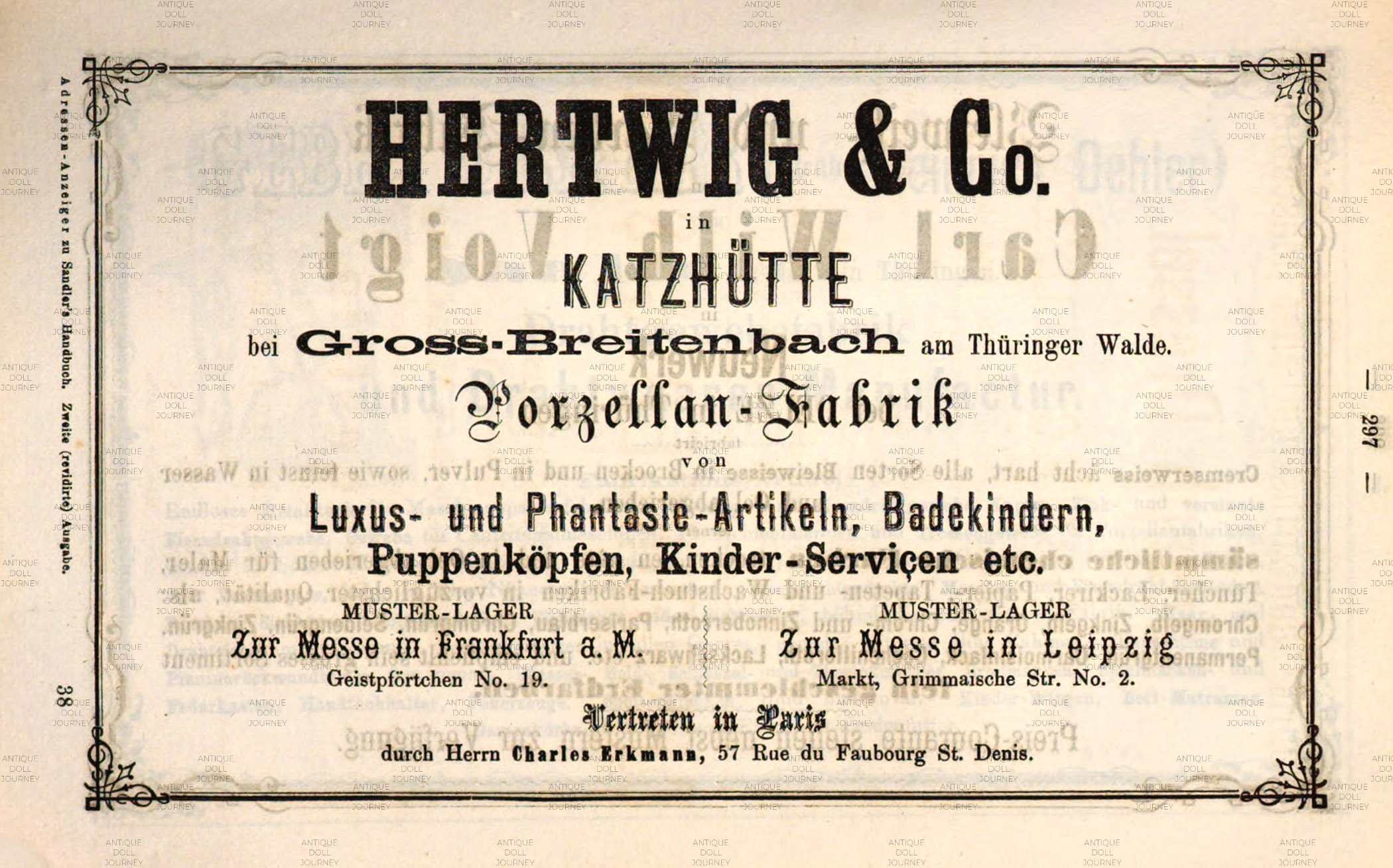 German ad for Hertwig & Co. porcelain factory from 1873