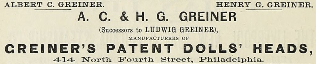 Greiner Doll Heads advertisement from 1876 (Photo credit: HathiTrust)