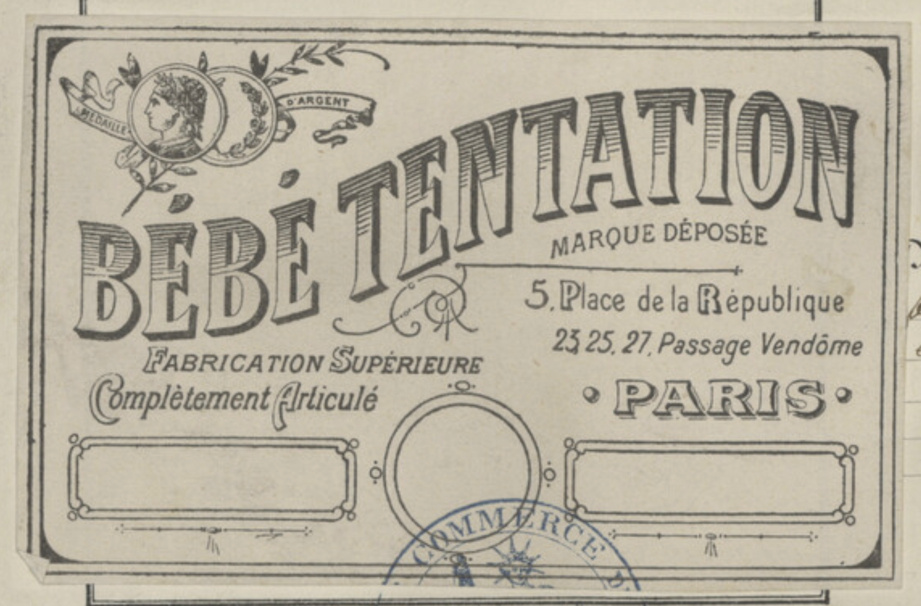 Registered French trademark from 1900 for Bebe Tentation by Sylvain Thalheimer et Cie