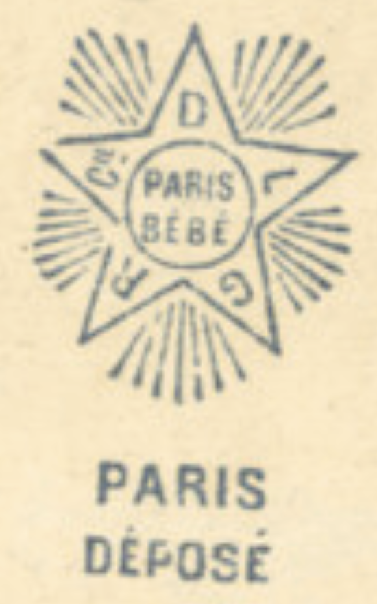 1889 registered French trademark for Danel et Cie for PARIS BEBE with 5 pointed star and the letters D L G R in 4 points of the star